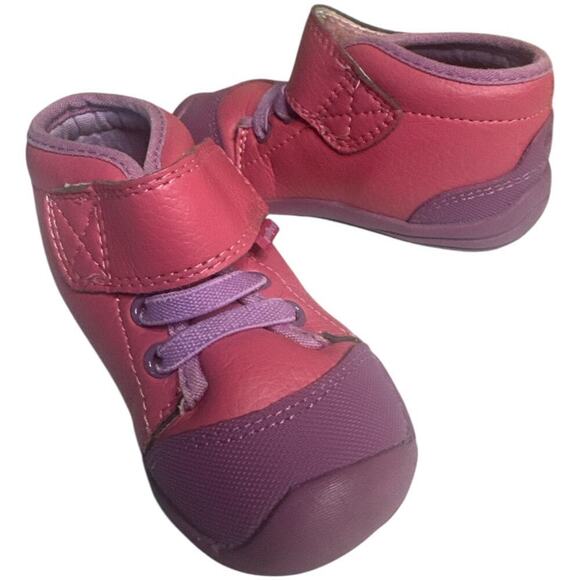 Pediped Grip 'n' Go™ Jay Mid Pink Vegan Leather Sneakers Walkers Toddler Sz 5.5 - Picture 1 of 9